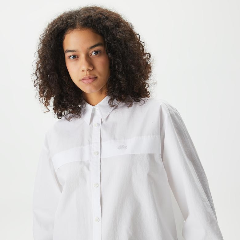 Lacoste Kadın Relaxed Fit Beyaz Gömlek