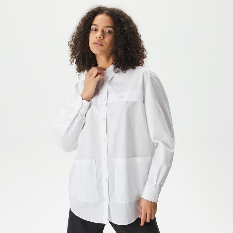 Lacoste Kadın Relaxed Fit Beyaz Gömlek