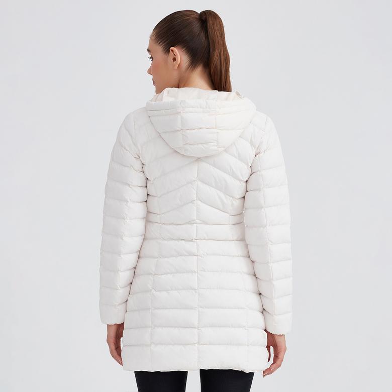 Skechers Essential Maxi Length Hooded Kadın Beyaz Günlük Mont