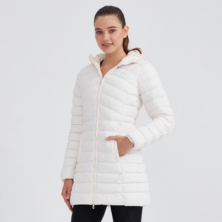 Skechers Essential Maxi Length Hooded Kadın Beyaz Günlük Mont
