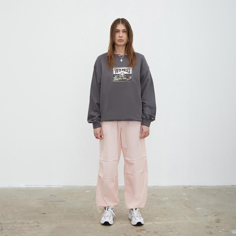 Fifty Pieces Oversize Kadın Gri Sweatshirt