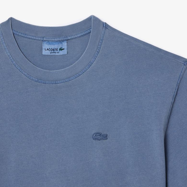Lacoste Unisex Classic Fit Bisiklet Yaka Mavi T-Shirt