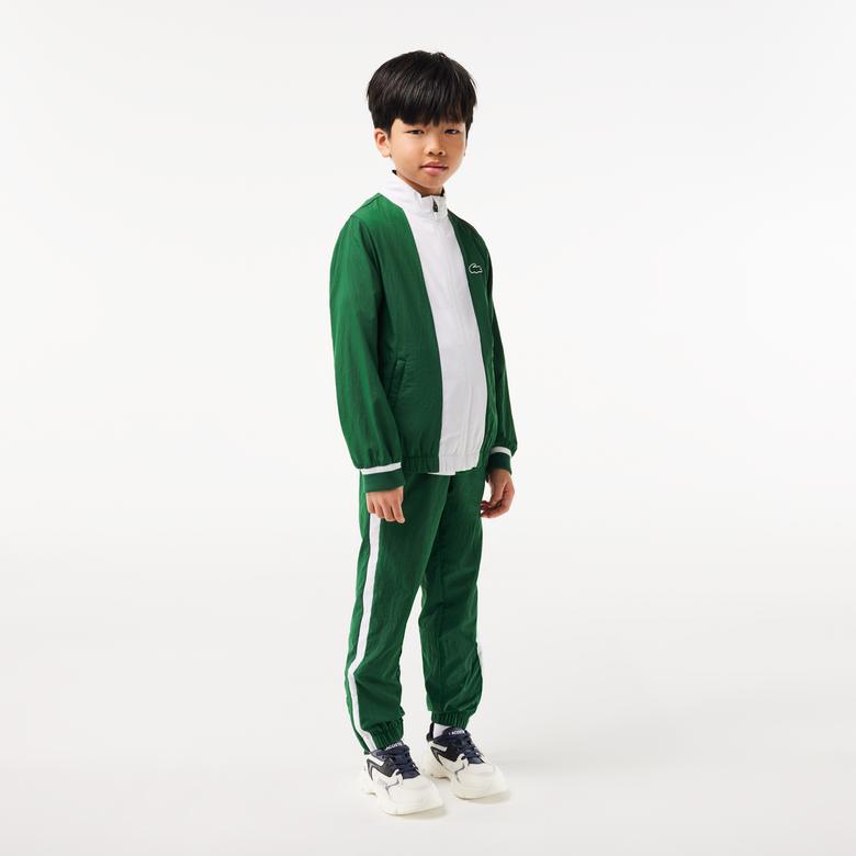 Lacoste Çocuk Fermuarlı Renk Bloklu Yeşil Eşofman Takımı