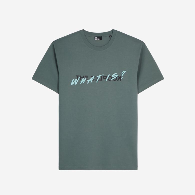 ERKEK BASKILI BİSİKLET YAKA YEŞİL  T-SHIRT