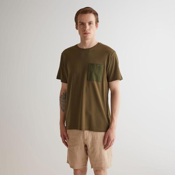 GANT Erkek Yeşil Regular Fit Bisiklet Yaka T-shirt
