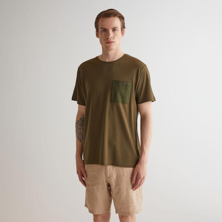 GANT Erkek Yeşil Regular Fit Bisiklet Yaka T-shirt