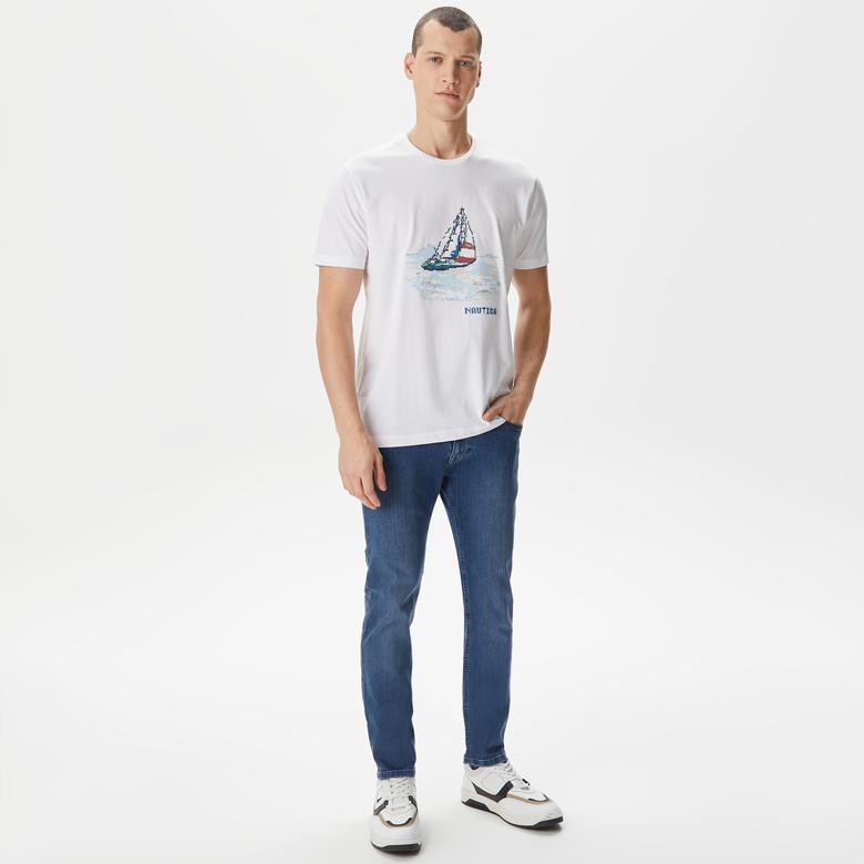 Nautica Erkek Beyaz Standart Fit T-Shirt