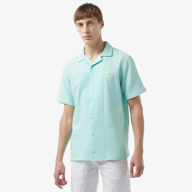 Lacoste Erkek Relaxed Fit Kısa Kollu Yeşil Gömlek