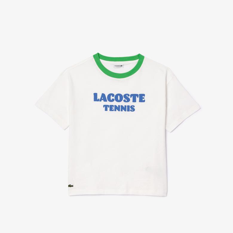 Lacoste Çocuk Bisiklet Yaka Baskılı Beyaz T-shirt