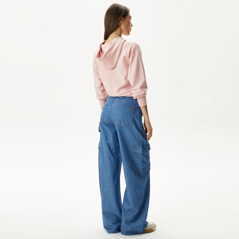 Lacoste Kadın Loose Fit Mavi Jean Pantolon