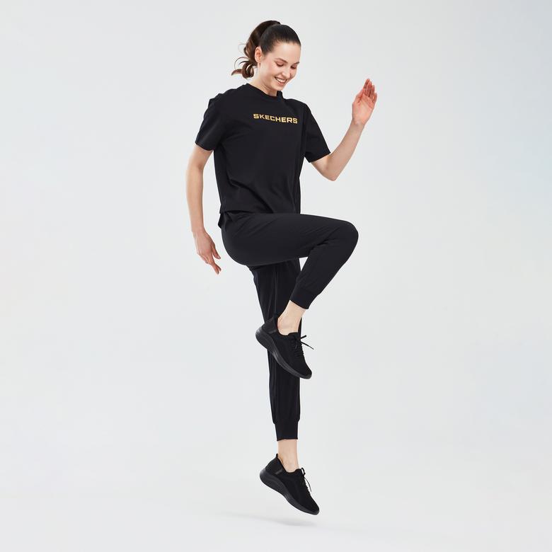 Skechers Graphic Kadın Siyah Günlük T-Shirt