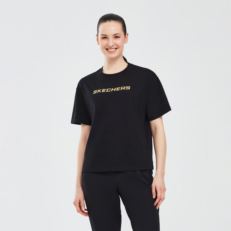 Skechers Graphic Kadın Siyah Günlük T-Shirt