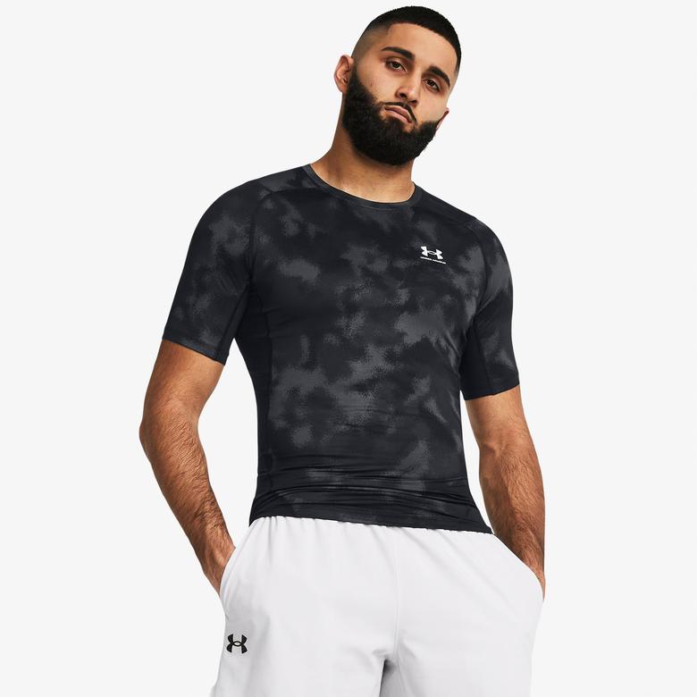 Under Armour HeatGear® Armour Baskılı Erkek Siyah Günlük Antrenman T-Shirt