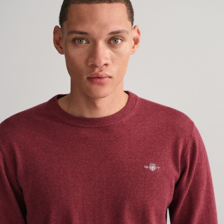 GANT Erkek Bordo Regular Fit Bisiklet Yaka Kazak