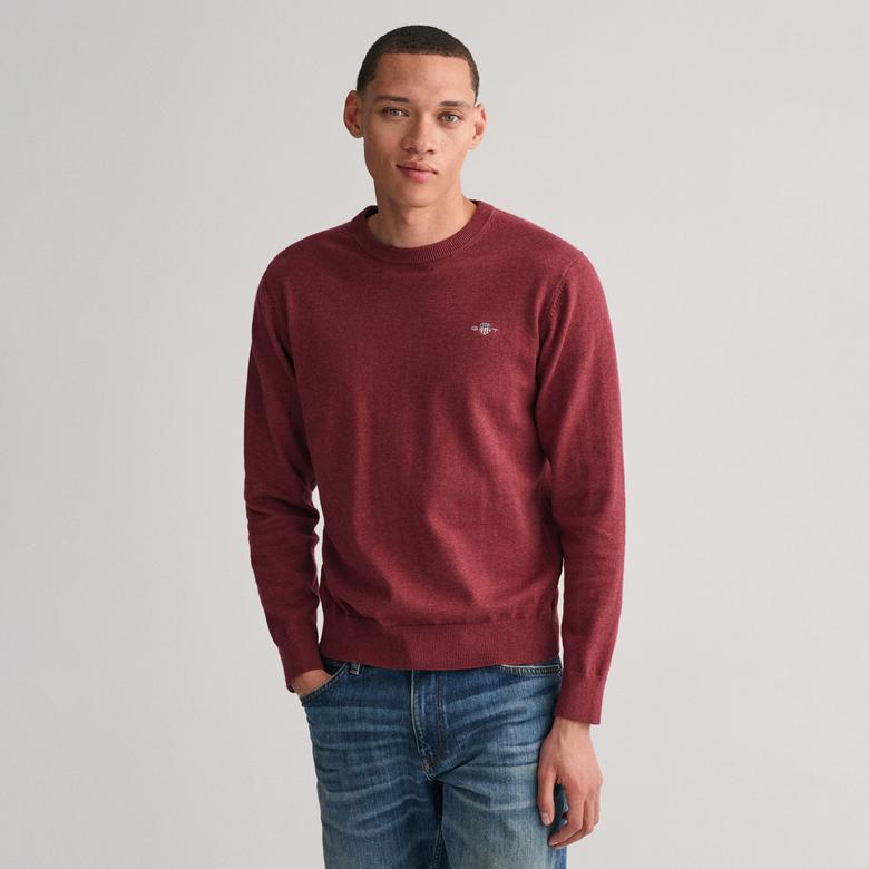 GANT Erkek Bordo Regular Fit Bisiklet Yaka Kazak