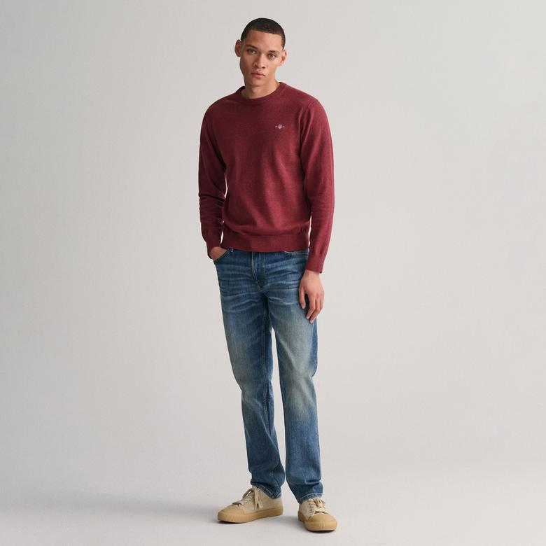 GANT Erkek Bordo Regular Fit Bisiklet Yaka Kazak
