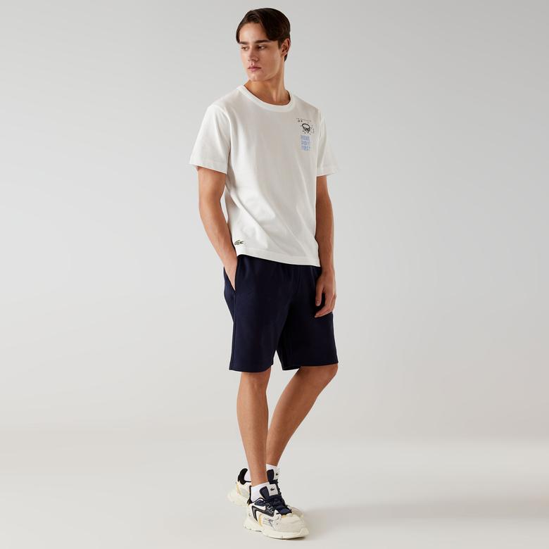 Lacoste Bisiklet Yaka Baskılı Erkek Beyaz T-Shirt