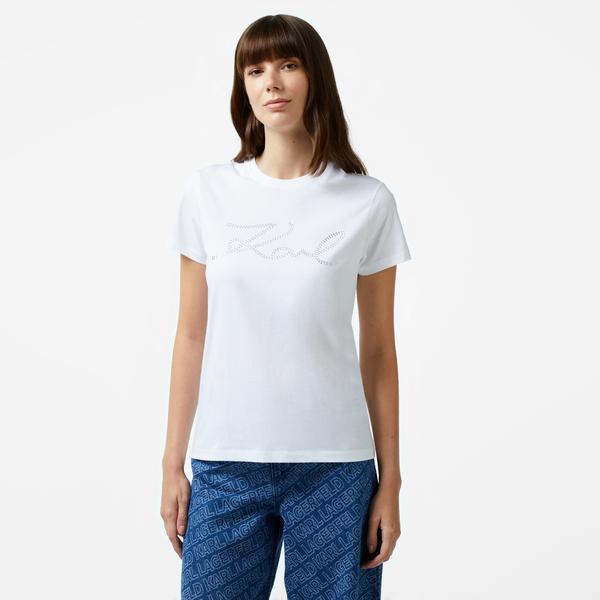 Karl Lagerfeld Kadın Beyaz T-Shirt