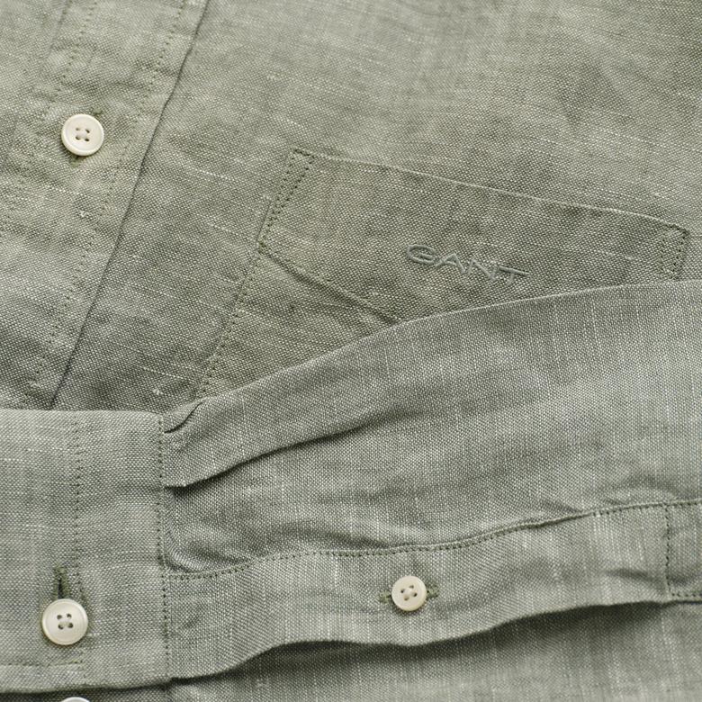 GANT Erkek Yeşil Regular Fit Keten Gömlek