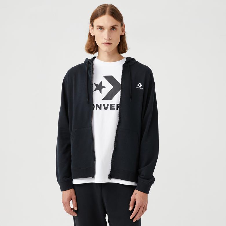 Converse Go-To Embroidered Star Chevron Unisex Siyah Kapüşonlu Eşofman Üstü
