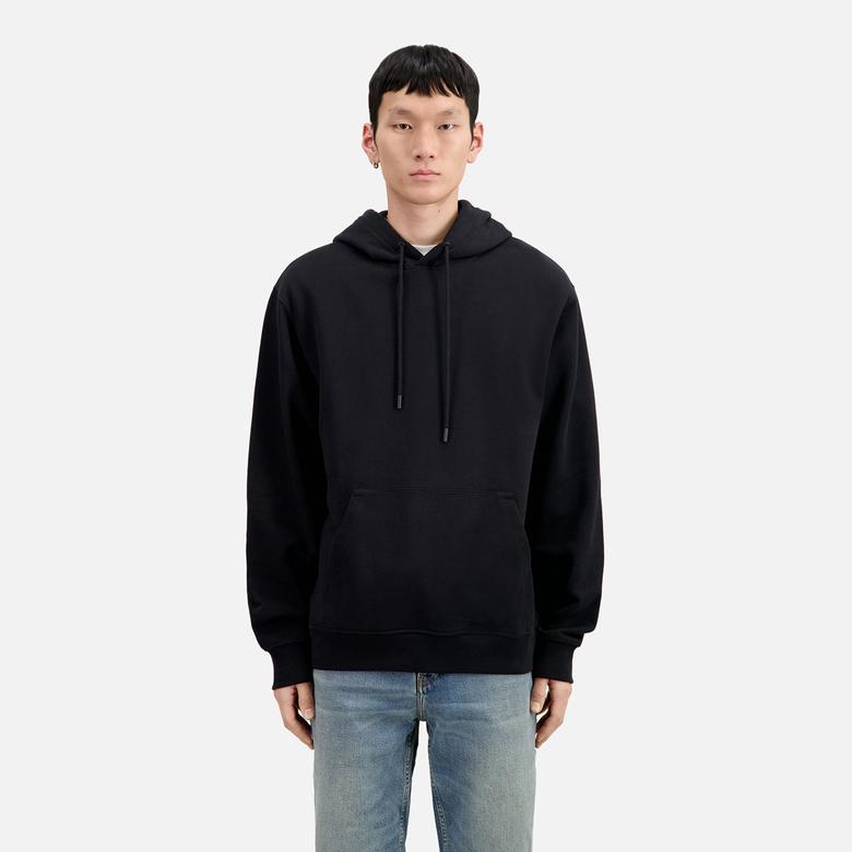 ERKEK BASKILI KAPÜŞONLU SİYAH SWEATSHIRT