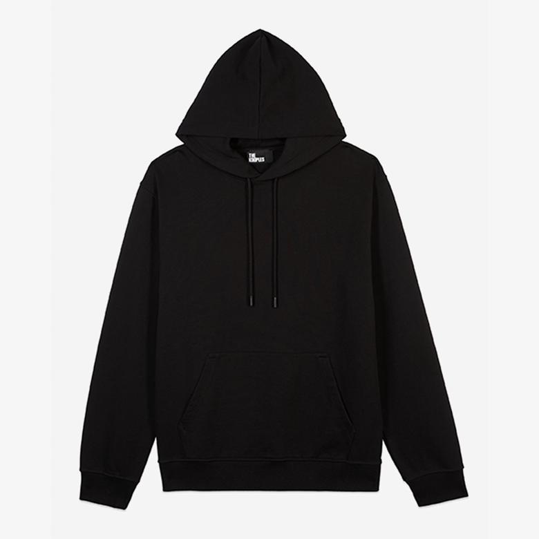 ERKEK BASKILI KAPÜŞONLU SİYAH SWEATSHIRT
