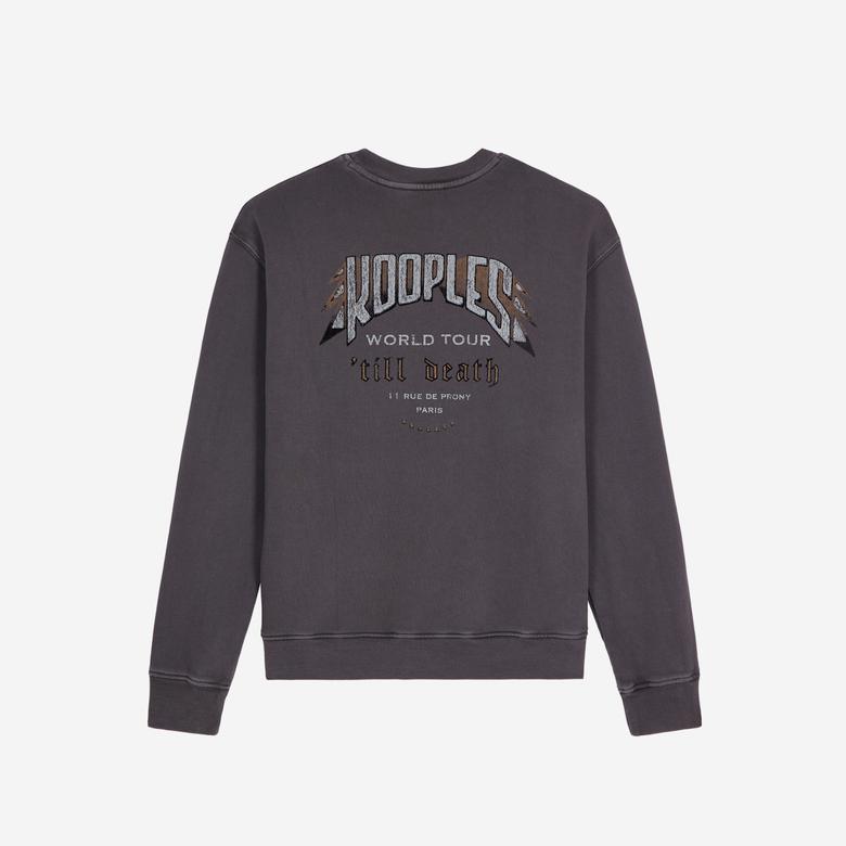 KADIN BASKILI BİSİKLET YAKA GRİ SWEATSHIRT