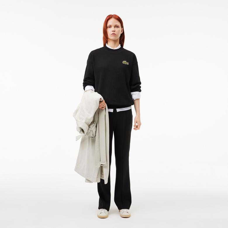 Lacoste Loose Fit Bisiklet Yaka Organik Pamuk Unisex Siyah Sweatshirt