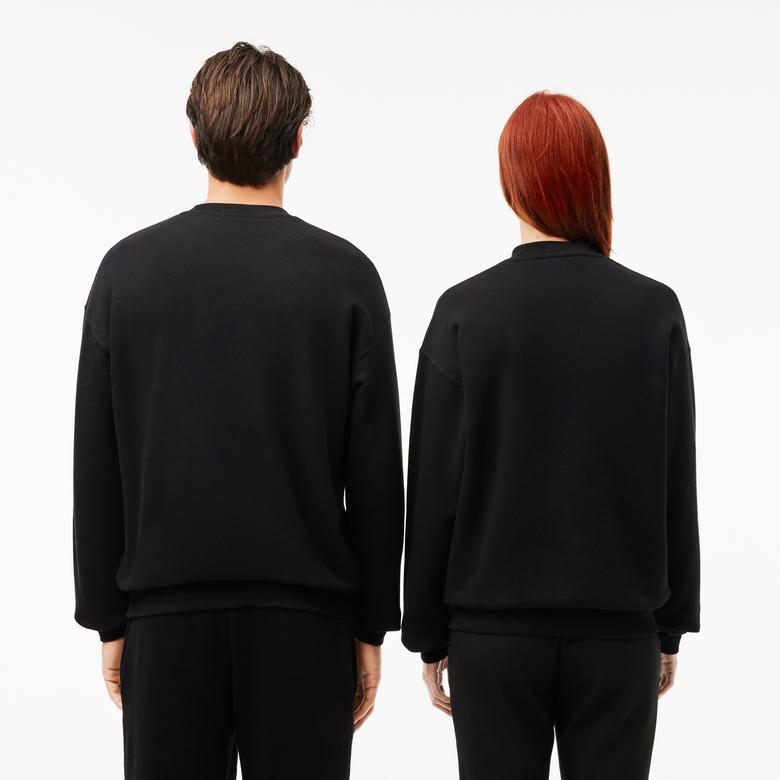 Lacoste Loose Fit Bisiklet Yaka Organik Pamuk Unisex Siyah Sweatshirt