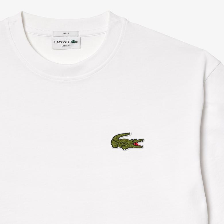Lacoste Unisex Loose Fit Bisiklet Yaka Organik Pamuk Beyaz T-Shirt