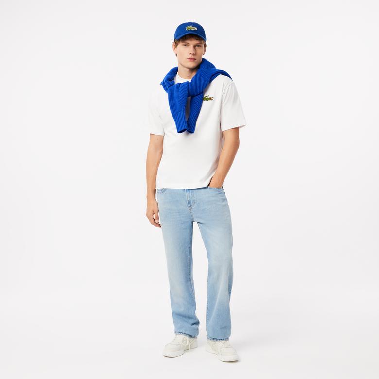 Lacoste Unisex Loose Fit Bisiklet Yaka Organik Pamuk Beyaz T-Shirt