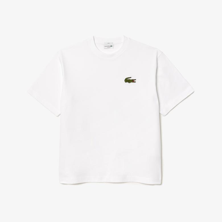 Lacoste Unisex Loose Fit Bisiklet Yaka Organik Pamuk Beyaz T-Shirt