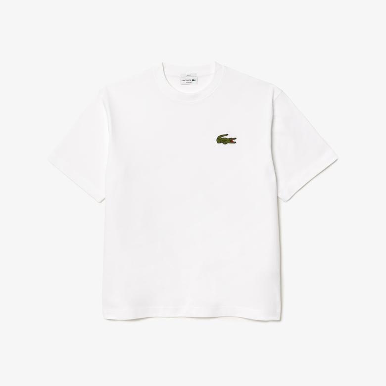 Lacoste Unisex Loose Fit Bisiklet Yaka Organik Pamuk Beyaz T-Shirt