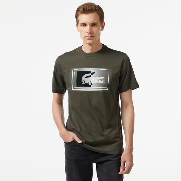 Lacoste Erkek Regular Fit Bisiklet Yaka Baskılı Haki T-Shirt