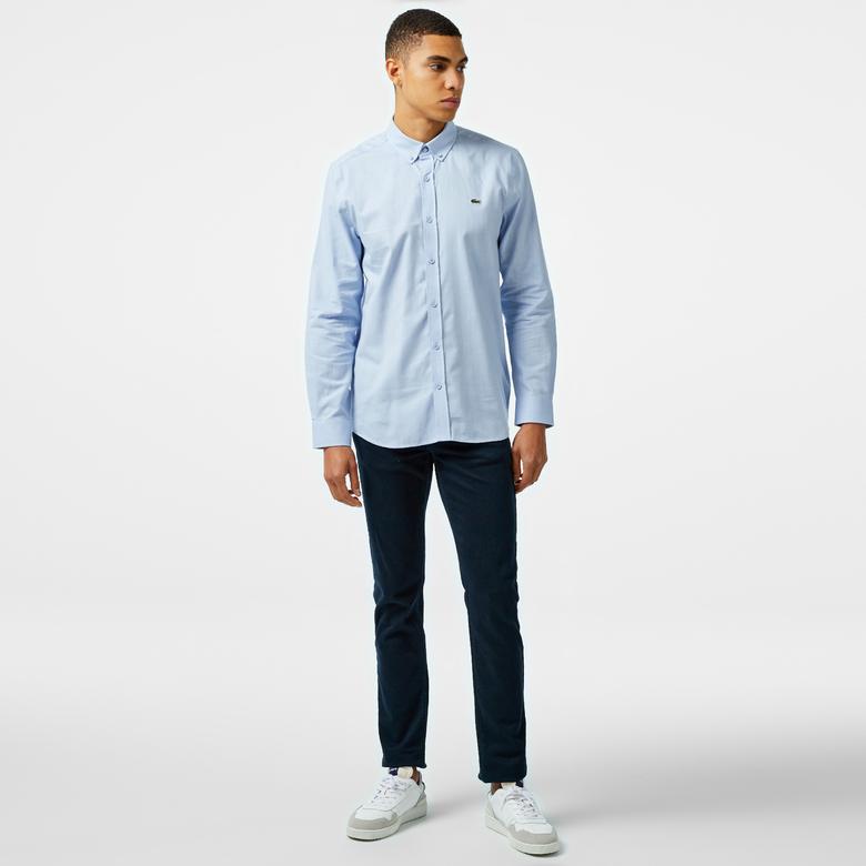 Lacoste Erkek Slim Fit Düğmeli Yaka Mavi Gömlek
