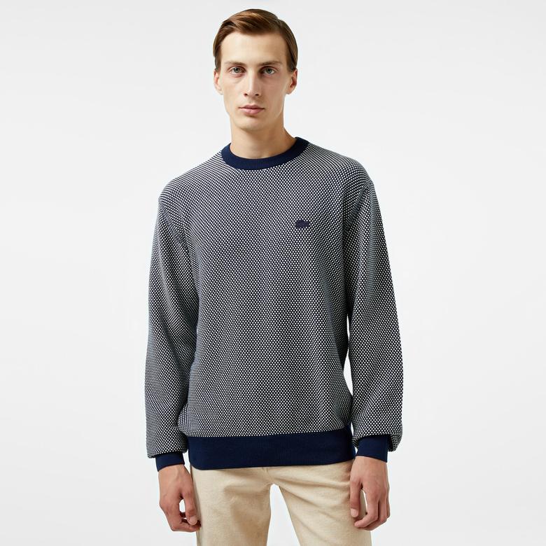 Lacoste Erkek Relaxed Fit Bisiklet Yaka Lacivert Triko