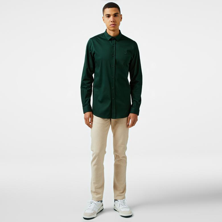 Lacoste Slim Fit Erkek Yeşil Gömlek