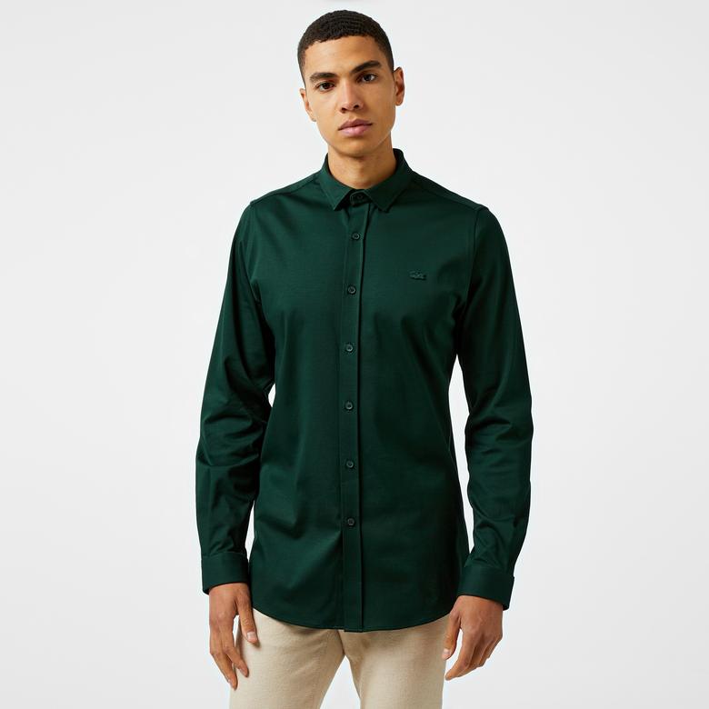 Lacoste Slim Fit Erkek Yeşil Gömlek