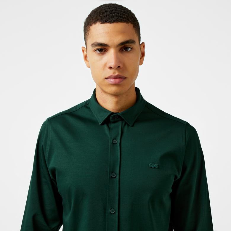 Lacoste Slim Fit Erkek Yeşil Gömlek