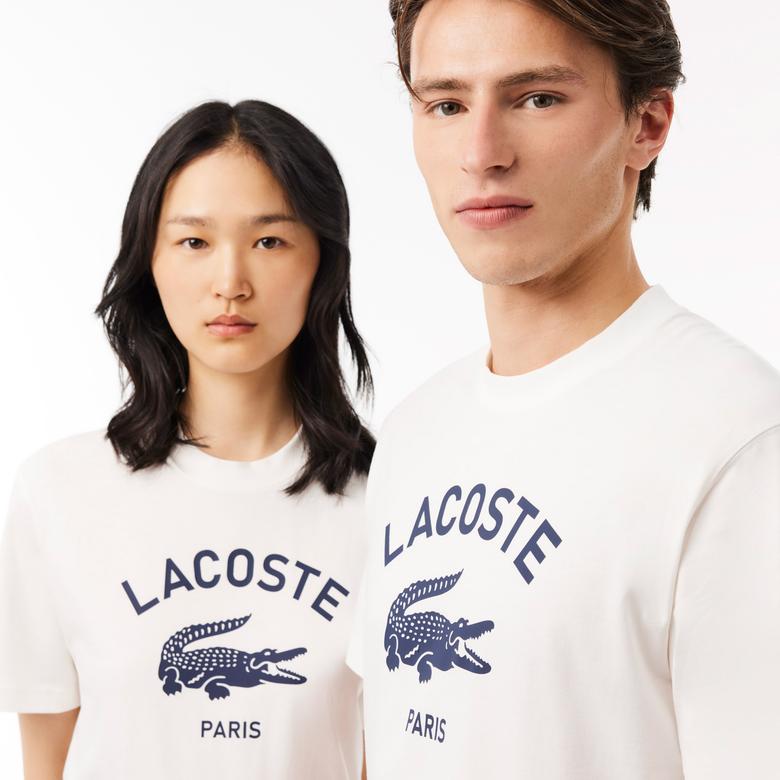 Lacoste Regular Fit Bisiklet Yaka Unisex Beyaz T-Shirt