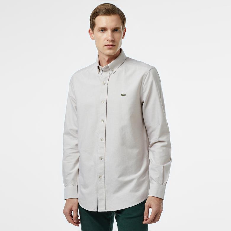 Lacoste Slim Fit Düğmeli Yaka Erkek Gri Gömlek