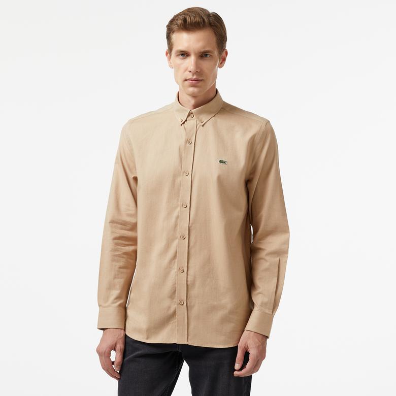 Lacoste Erkek Slim Fit Düğmeli Yaka Kahverengi Gömlek