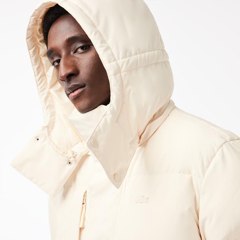 Lacoste Erkek Kapüşonlu Kapitone Bej Mont