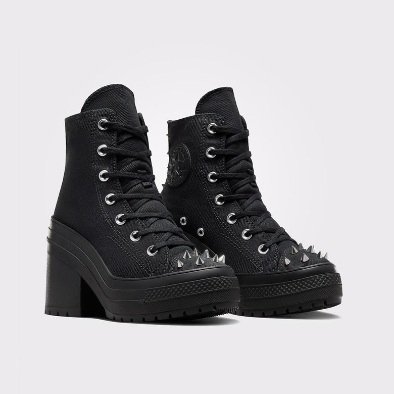 Converse Chuck 70 De Luxe Heel Platform Studded Kadın Siyah Sneaker