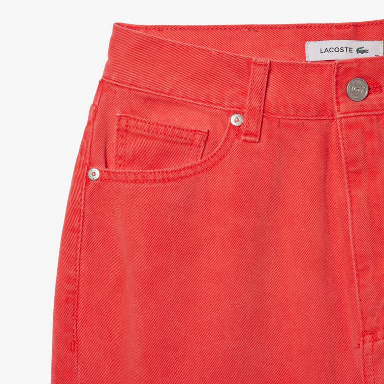 Lacoste Kadın Straight Fit Kırmızı Jean Pantolon