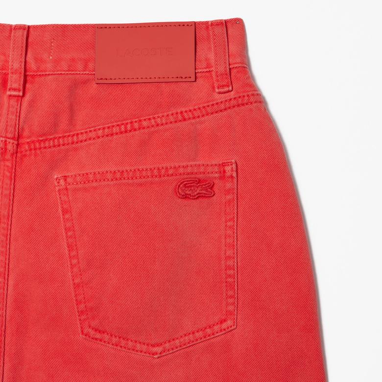 Lacoste Kadın Straight Fit Kırmızı Jean Pantolon