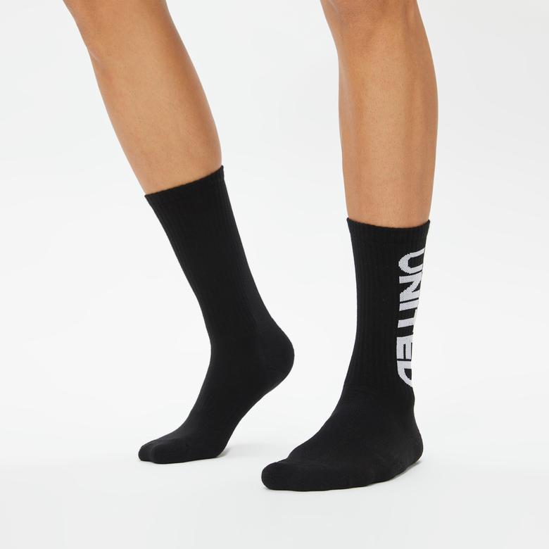 UNITED4 Classic Unisex Siyah/Beyaz 2'li Çorap