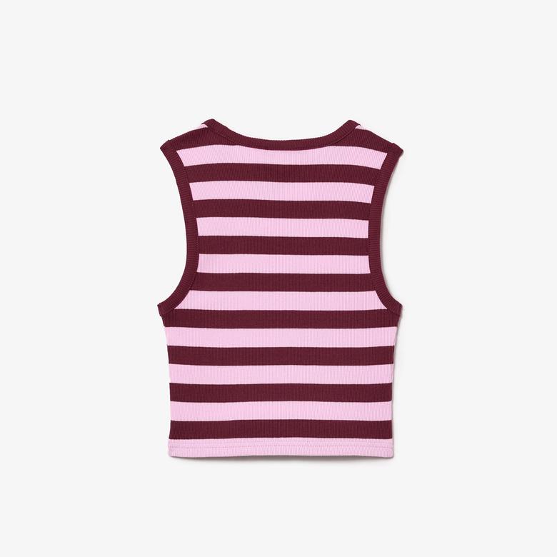 Lacoste Çocuk Kolsuz Bisiklet Yaka Çizgili Pembe T-Shirt