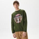 ERKEK BASKILI BİSİKLET YAKA YEŞİL SWEATSHIRT