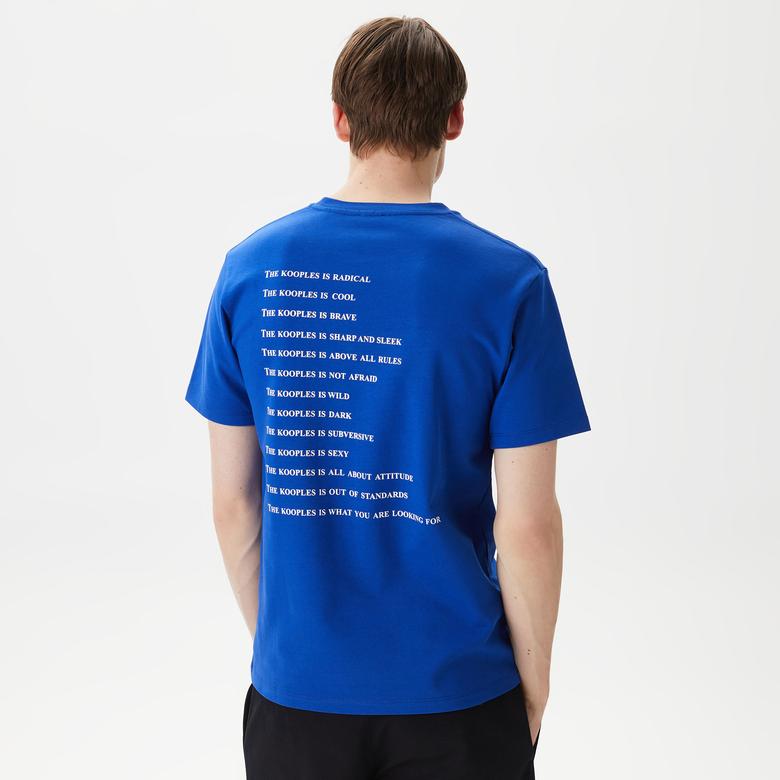 ERKEK BASKILI BİSİKLET YAKA LACİVERT  T-SHIRT